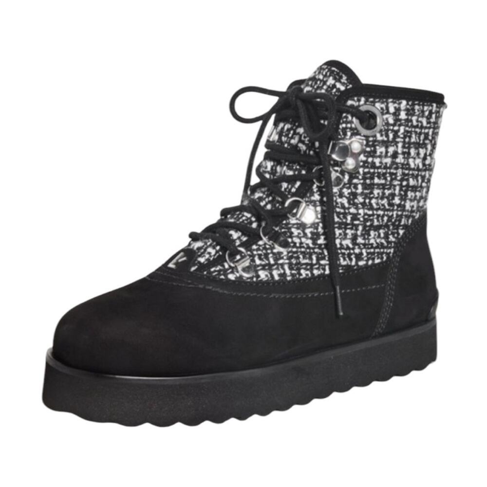 << Larroude Vail Black Tweed/Suede Ankle Boots – 8.5